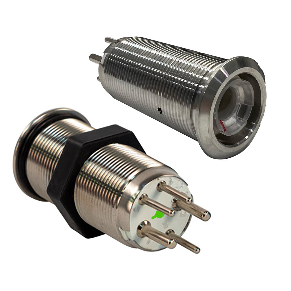 Bluewater 19mm Inrush Push Button Switch Momentary Off(On)(On) - Blue/Red/Green LED - Switch Body Only