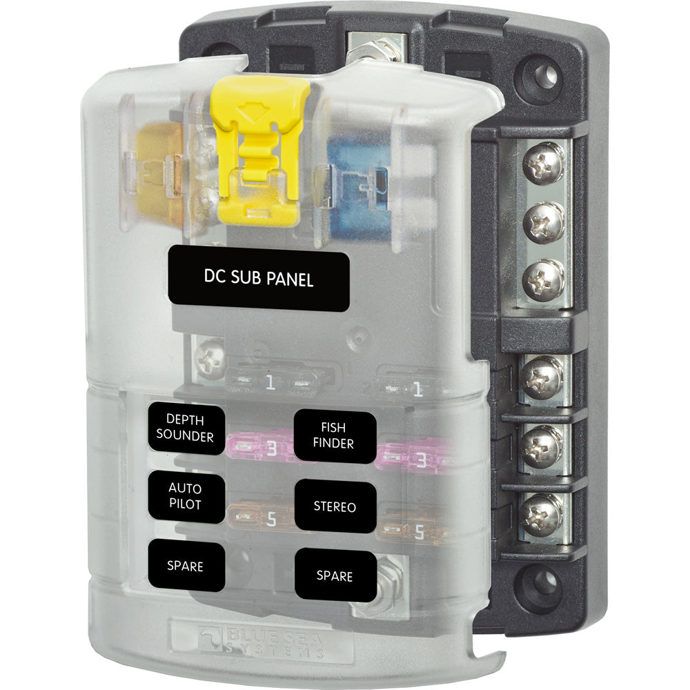 Blue Sea Systems Blue Sea 5025 ST Blade Fuse Block w/Cover - 6 Circuit w/Negative Bus at Sonark Marine