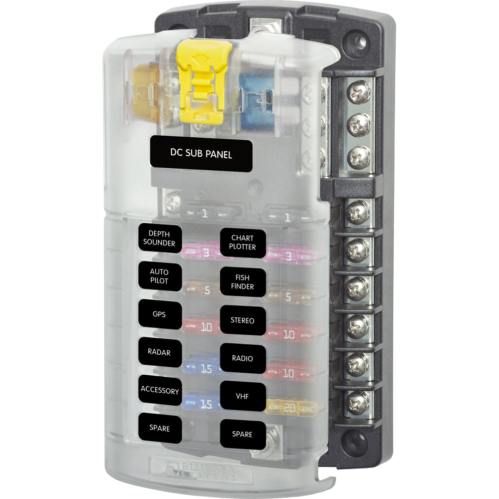 Blue Sea Systems Blue Sea 5026 ST Blade Fuse Block w/Cover - 12 Circuit w/Negative Bus at Sonark Marine