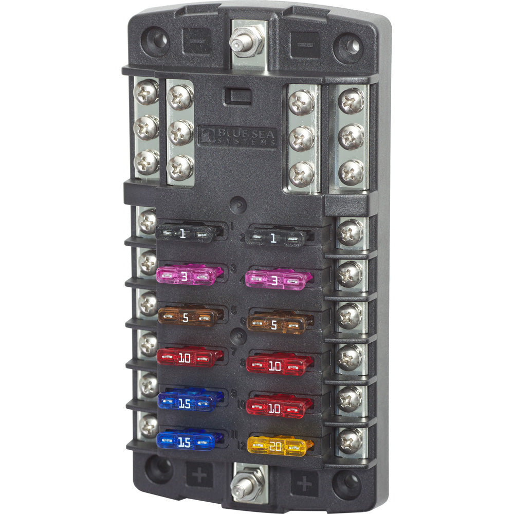 Blue Sea Systems Blue Sea 5031 ST Blade Fuse Block w/o Cover - 12 Circuit w/Negative Bus at Sonark Marine
