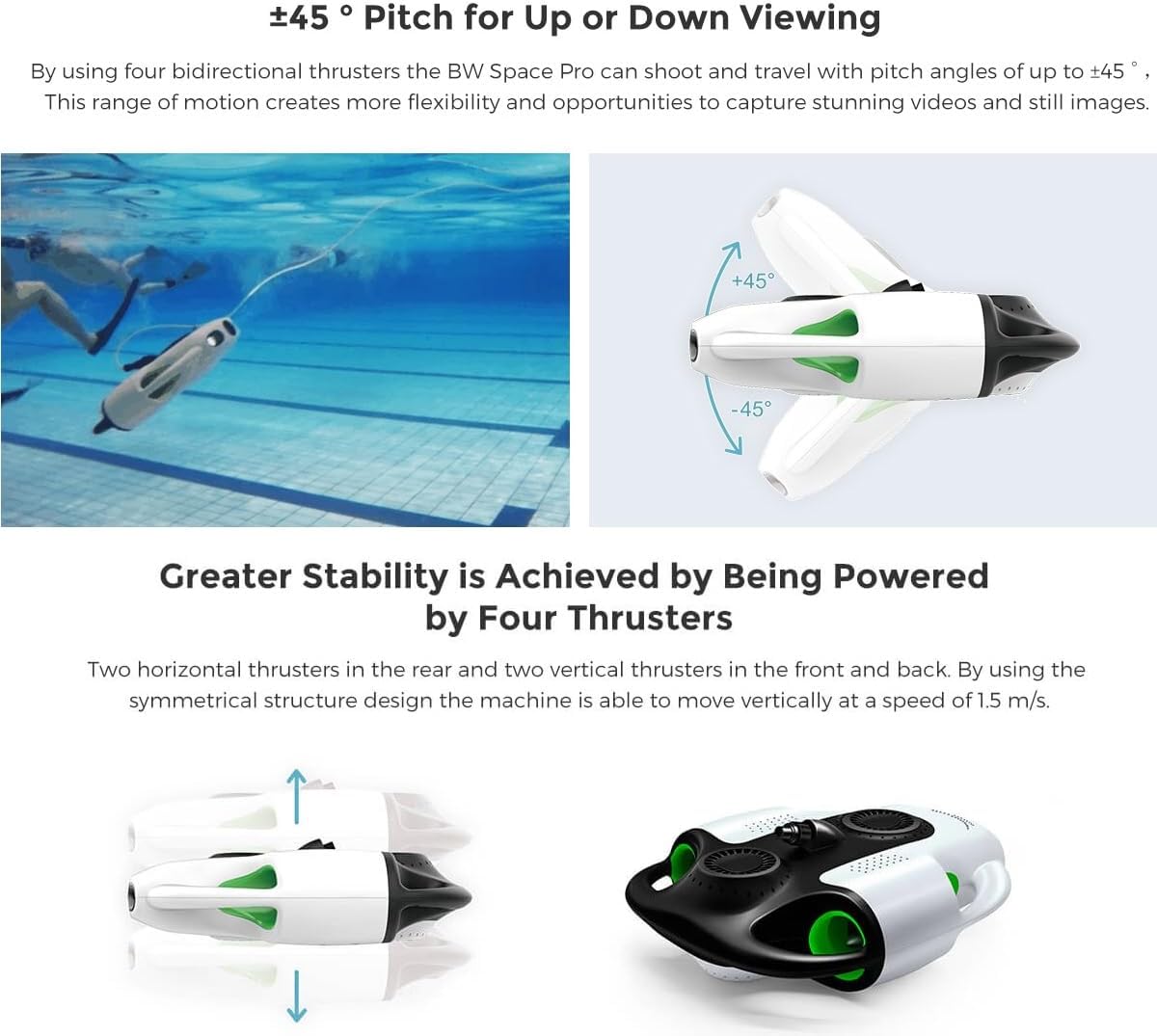 BW Space Pro Underwater Drone Rov With 4K Camera RC Fish Finder 100M Submarine Diving Underwater Robot for Rescue Fishing (50M)