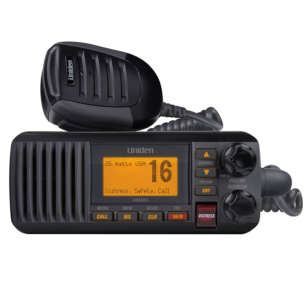 Uniden UM385 Fixed Mount VHF Radio - Black at Sonark Marine