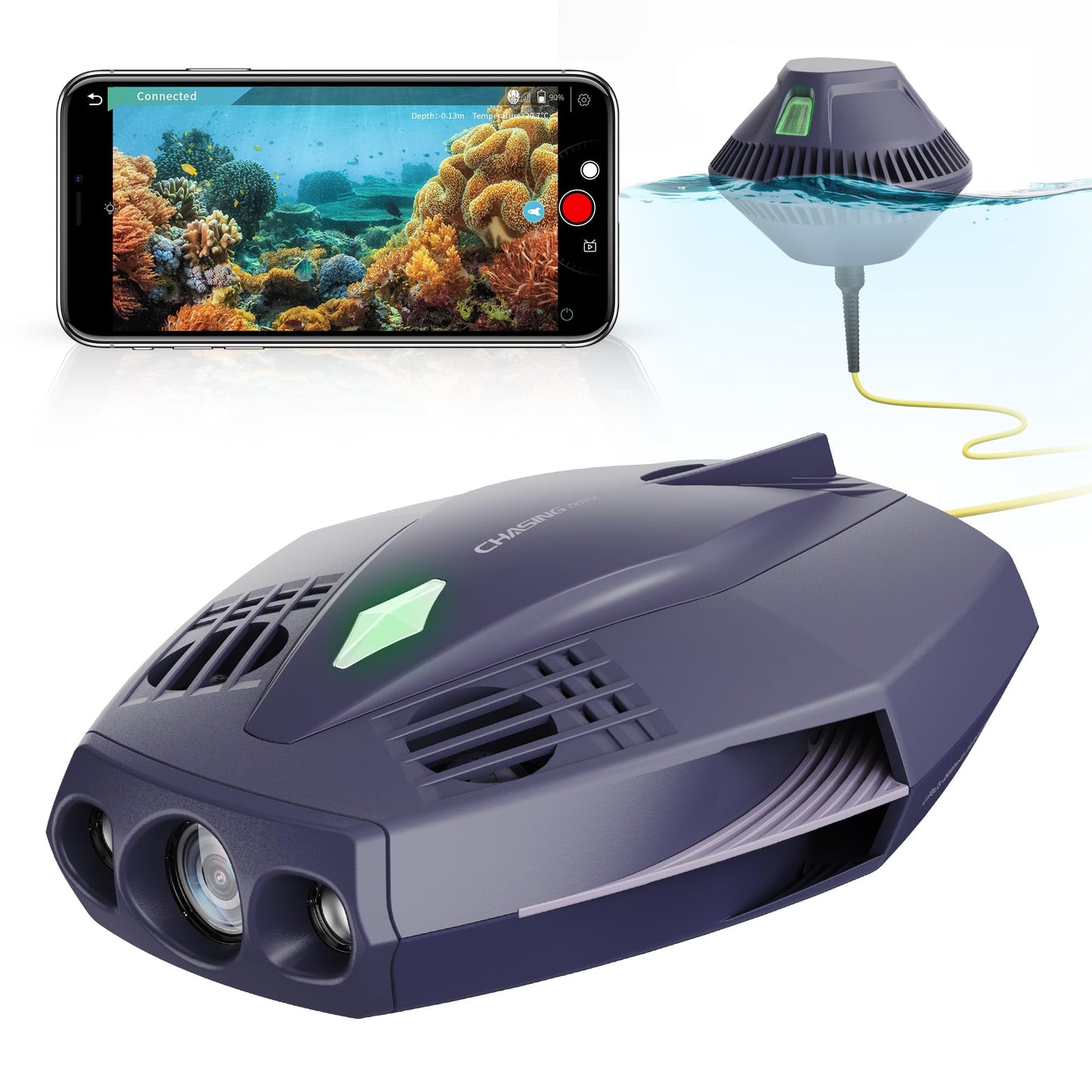 Chasing Dory Underwater Drone - Palm-Sized 1080p Full HD Underwater Drone with Camera for Real Time Viewing, APP Remote Control (Green)