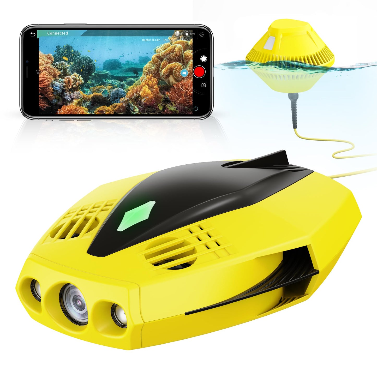 Chasing Dory Underwater Drone - Palm-Sized 1080p Full HD Underwater Drone with Camera for Real Time Viewing, APP Remote Control (Green)