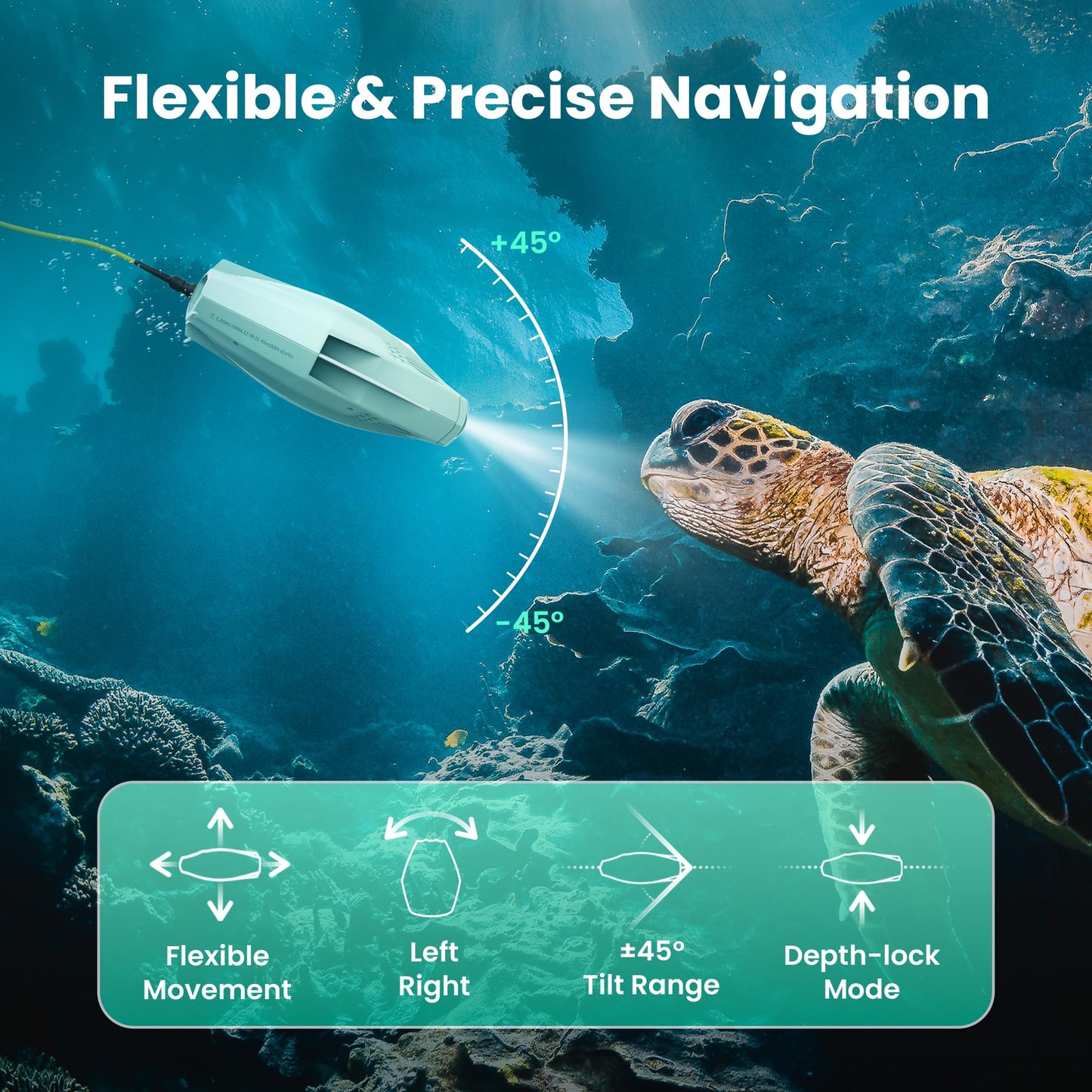 Chasing Dory Underwater Drone - Palm-Sized 1080p Full HD Underwater Drone with Camera for Real Time Viewing, APP Remote Control (Green)