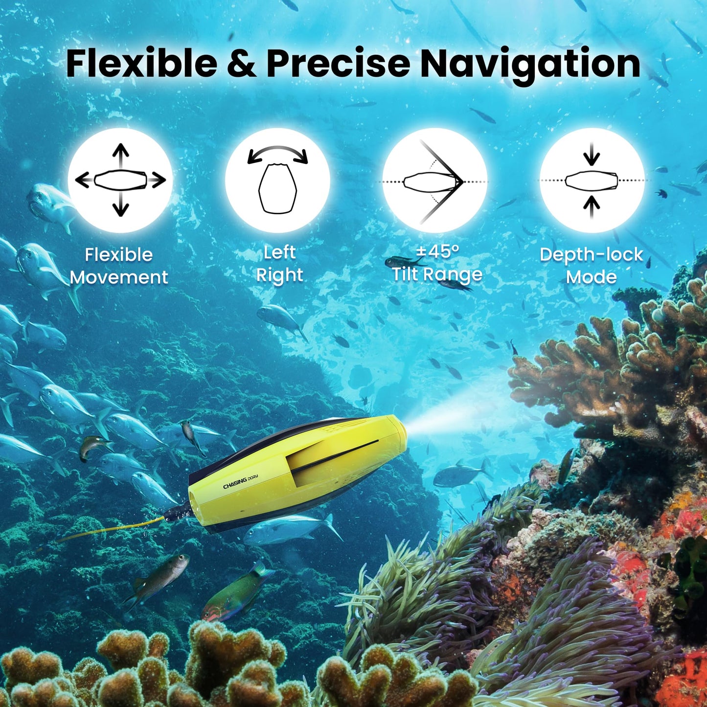 Chasing Dory Underwater Drone - Palm-Sized 1080p Full HD Underwater Drone with Camera for Real Time Viewing, APP Remote Control (Green)