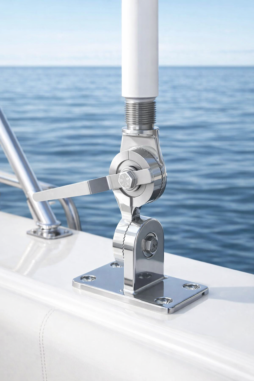 Marine VHF antenna mounts and hardware for boat installations