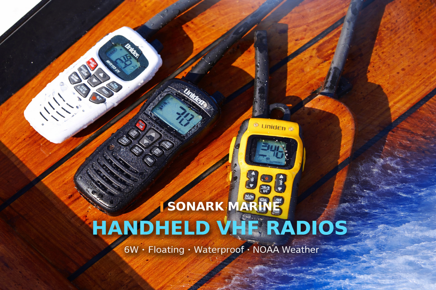 Handheld VHF marine radios for boating, fishing, and emergency use