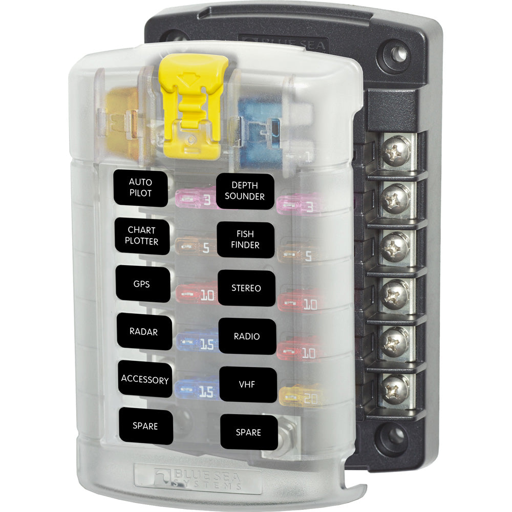 Blue Sea Systems Blue Sea 5029 ST Blade Fuse Block w/Cover - 12 Circuit w/o Negative Bus at Sonark Marine