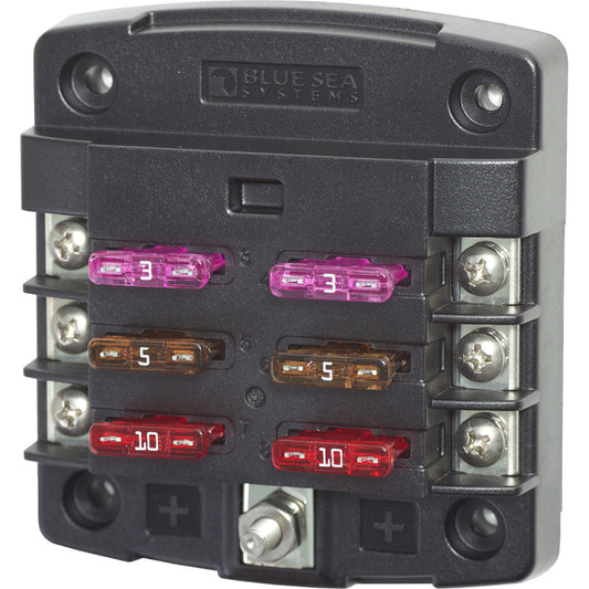 Blue Sea Systems Blue Sea 5033 ST Blade Fuse Block w/out Cover - 6 Circuit w/out Negative Bus at Sonark Marine