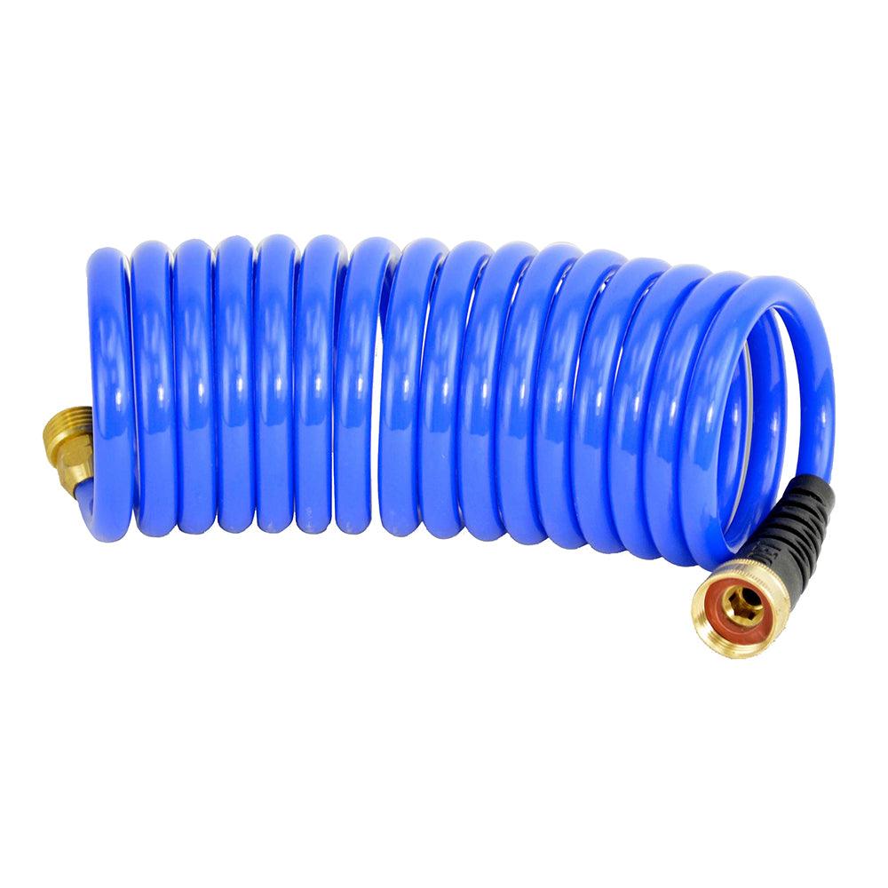 HoseCoil 15' Blue Self Coiling Hose w/Flex Relief [HS1500HP] - SONARK MARINE 