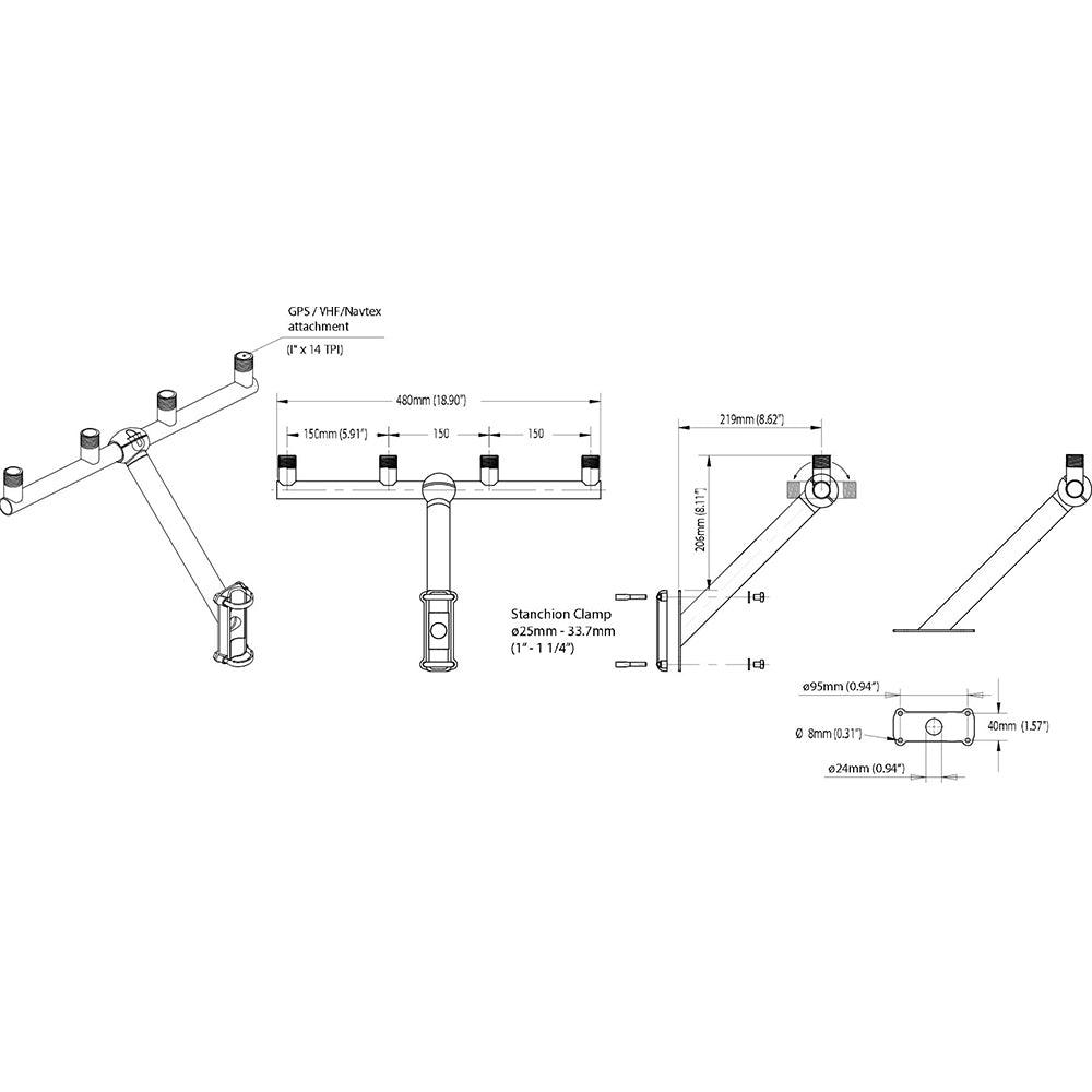 Scanstrut TB-01 T-Bar Mount f/GPS/VHF Antenna [TB-01] - SONARK MARINE 