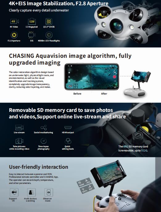 Chasing M2 S, Industrial-Grade Revolutionary Underwater Robot, Upgraded Intelligent Flightcontrol System and Image Algorithm, Unprecedented Underwater Perception and Freedom of Movement (6)