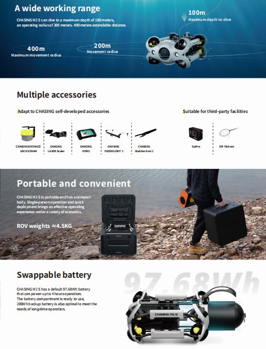 Chasing M2 S, Industrial-Grade Revolutionary Underwater Robot, Upgraded Intelligent Flightcontrol System and Image Algorithm, Unprecedented Underwater Perception and Freedom of Movement (6)
