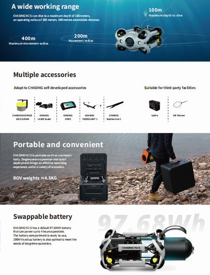 Chasing M2 S, Industrial-Grade Revolutionary Underwater Robot, Upgraded Intelligent Flightcontrol System and Image Algorithm, Unprecedented Underwater Perception and Freedom of Movement (6)