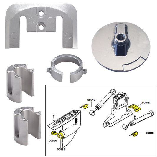 Tecnoseal Anode Kit w/Hardware - Mercury Bravo 1 - Aluminum — available at Sonark Marine