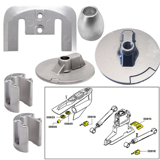 Tecnoseal Anode Kit w/Hardware - Mercury Bravo 3 2004-Present - Aluminum — Sonark Marine