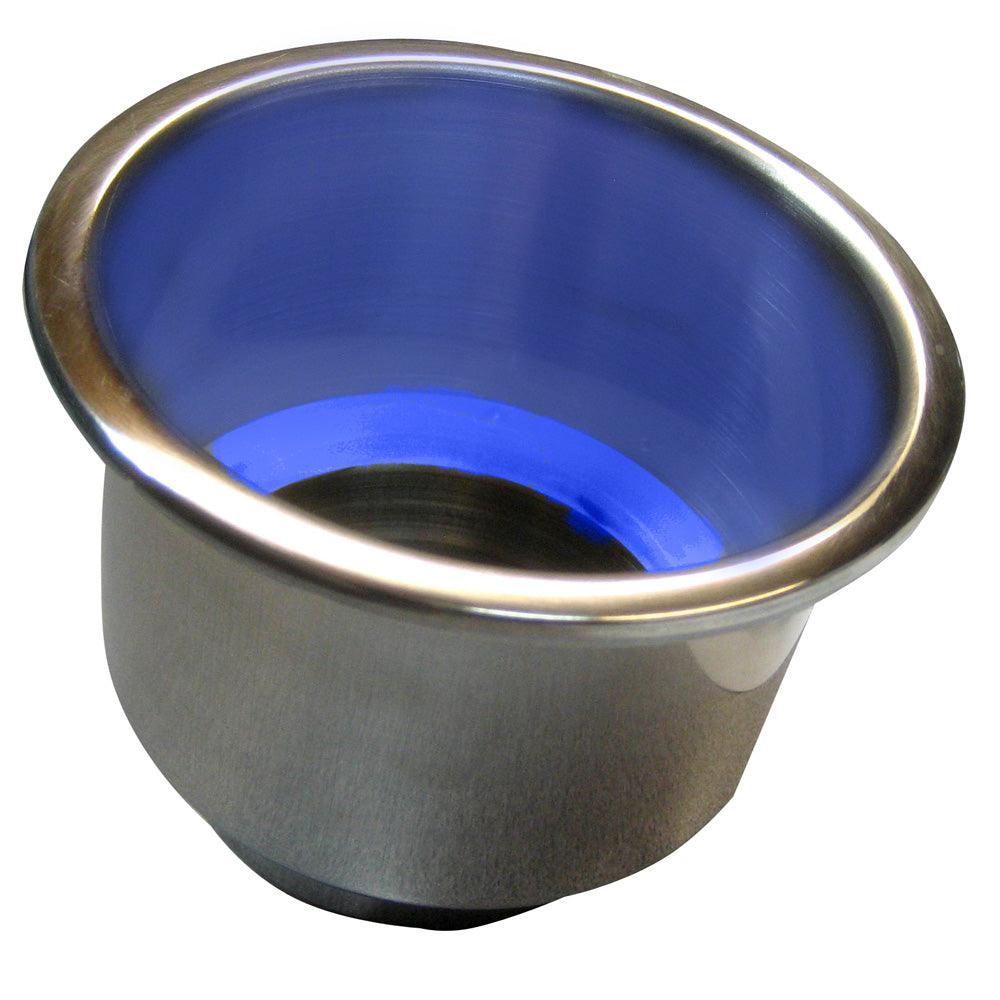 Whitecap Flush Mount Cup Holder w/Blue LED Light - Stainless Steel [S-3511BC] - SONARK MARINE 