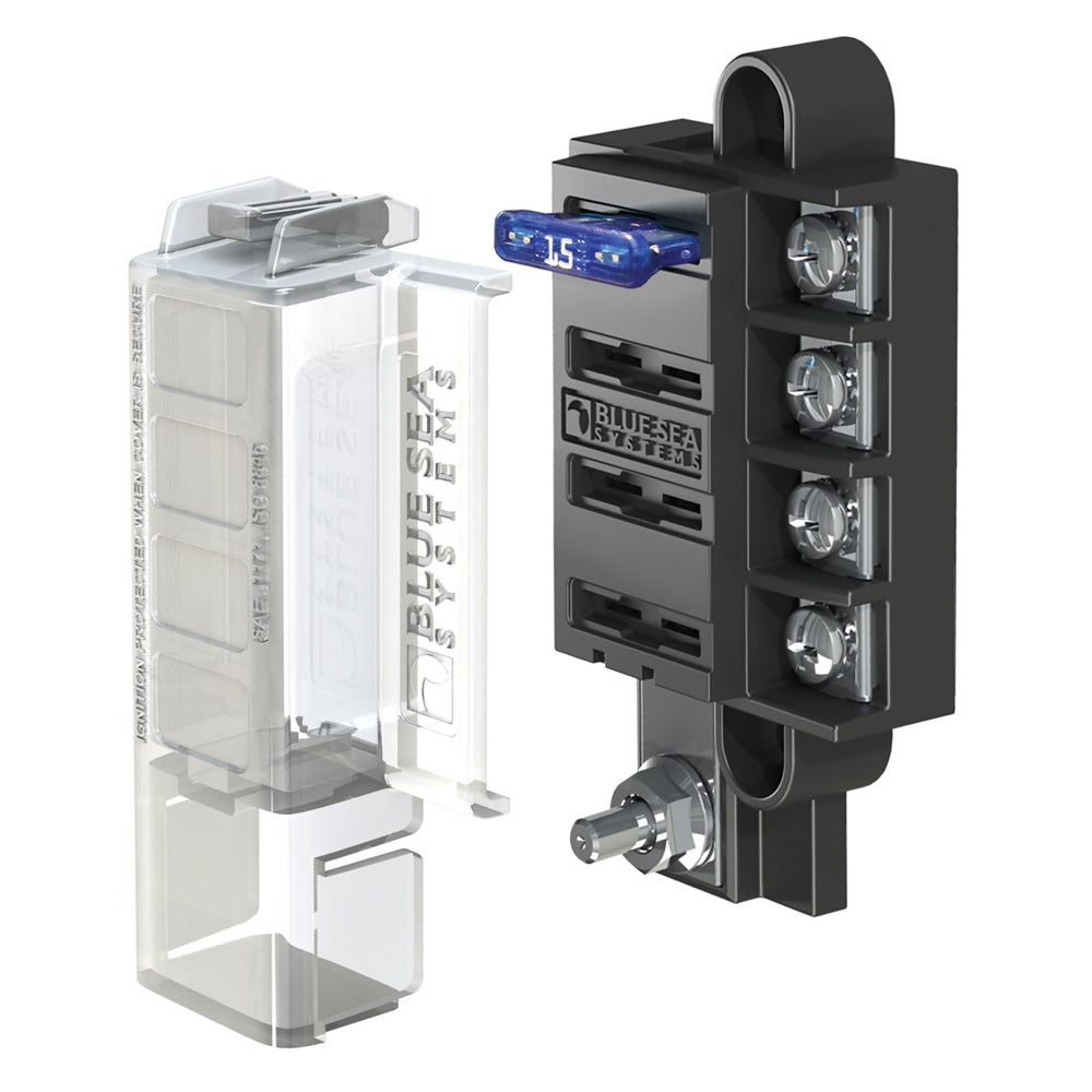 Blue Sea Systems Blue Sea 5045 ST Blade Compact Fuse Blocks - 4 Circuits w/Cover at Sonark Marine