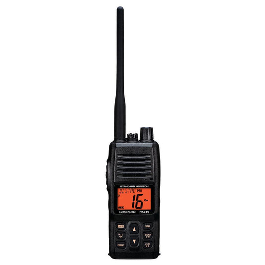 Standard Horizon HX380 5W Commercial Grade Submersible IPX-7 Handheld VHF Radio w/LMR Channels [HX380] - SONARK MARINE 