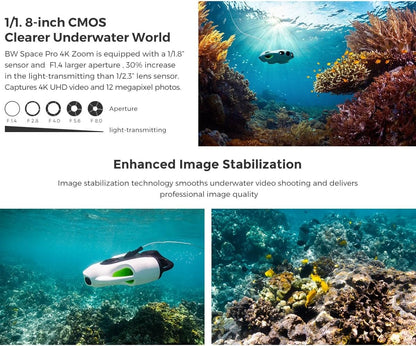 BW Space Pro Underwater Drone Rov With 4K Camera RC Fish Finder 100M Submarine Diving Underwater Robot for Rescue Fishing (50M)