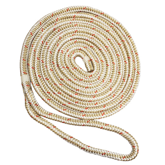 New England Ropes New England Ropes 3/4" Double Braid Dock Line - White/Gold w/Tracer - 50'