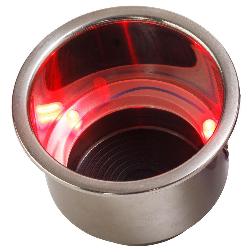 Sea-Dog LED Flush Mount Combo Drink Holder w/Drain Fitting - Red LED [588071-1] - SONARK MARINE 