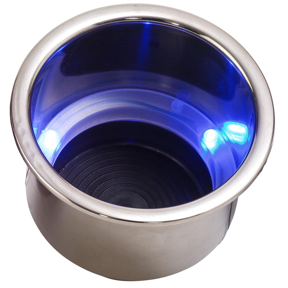 Sea-Dog LED Flush Mount Combo Drink Holder w/Drain Fitting - Blue LED [588074-1] - SONARK MARINE 