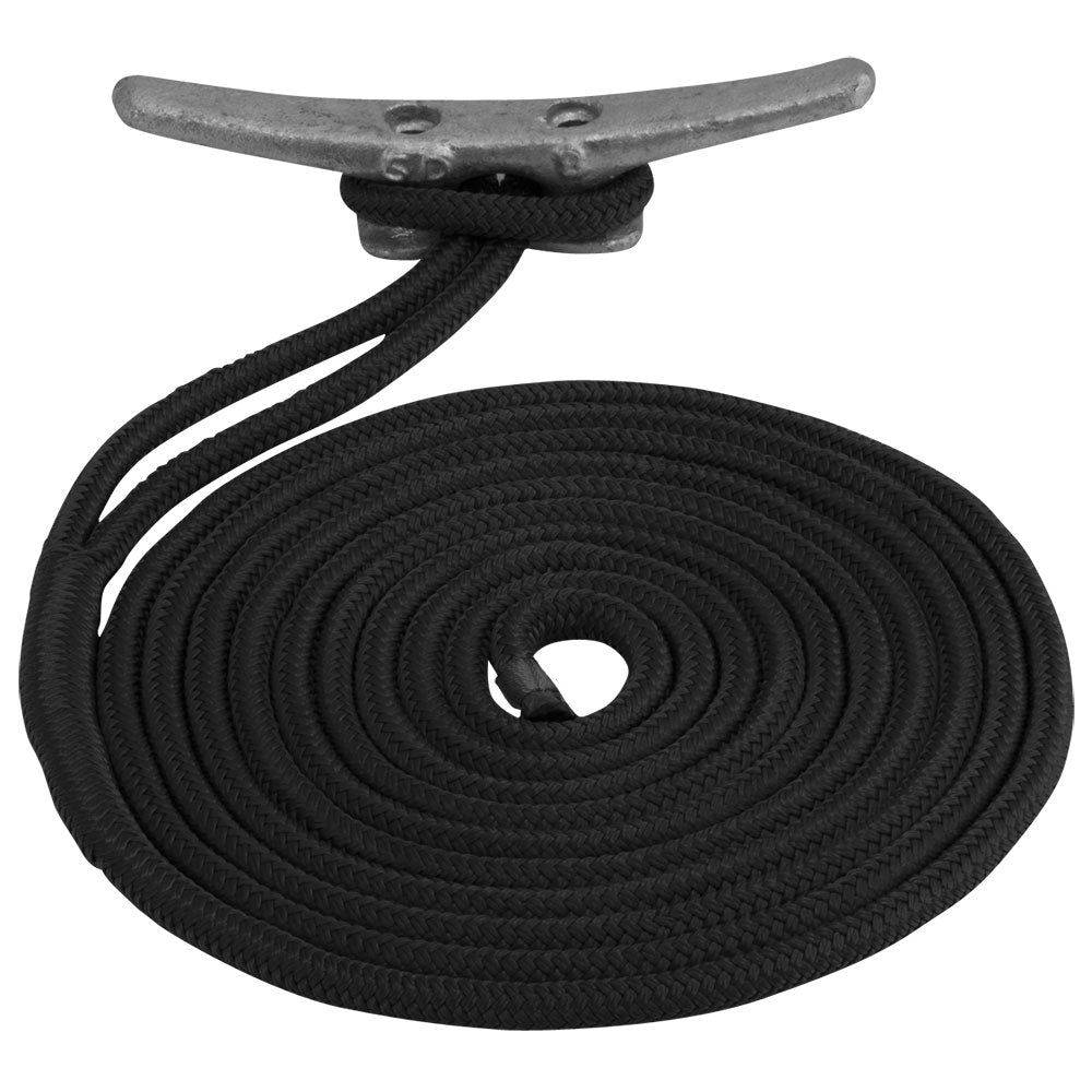 Sea-Dog Double Braided Nylon Dock Line - 3/8" x 20' - Black at Sonark Marine