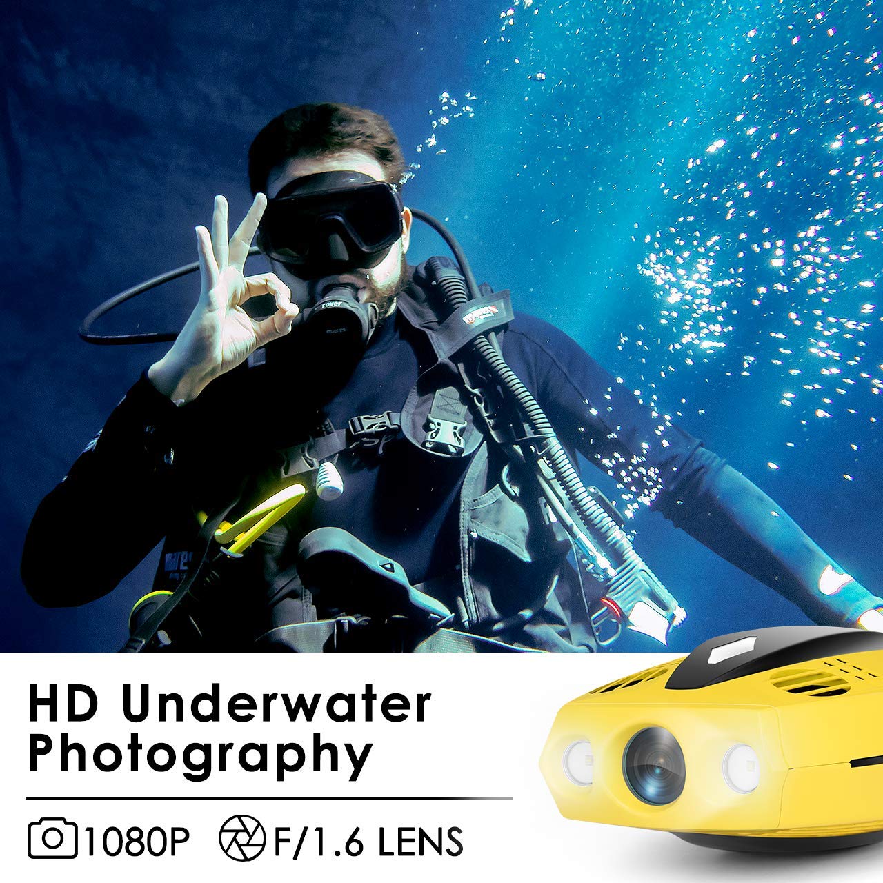 Chasing Dory Underwater Drone - Palm-Sized 1080p Full HD Underwater Drone with Camera for Real Time Viewing, APP Remote Control (Green)