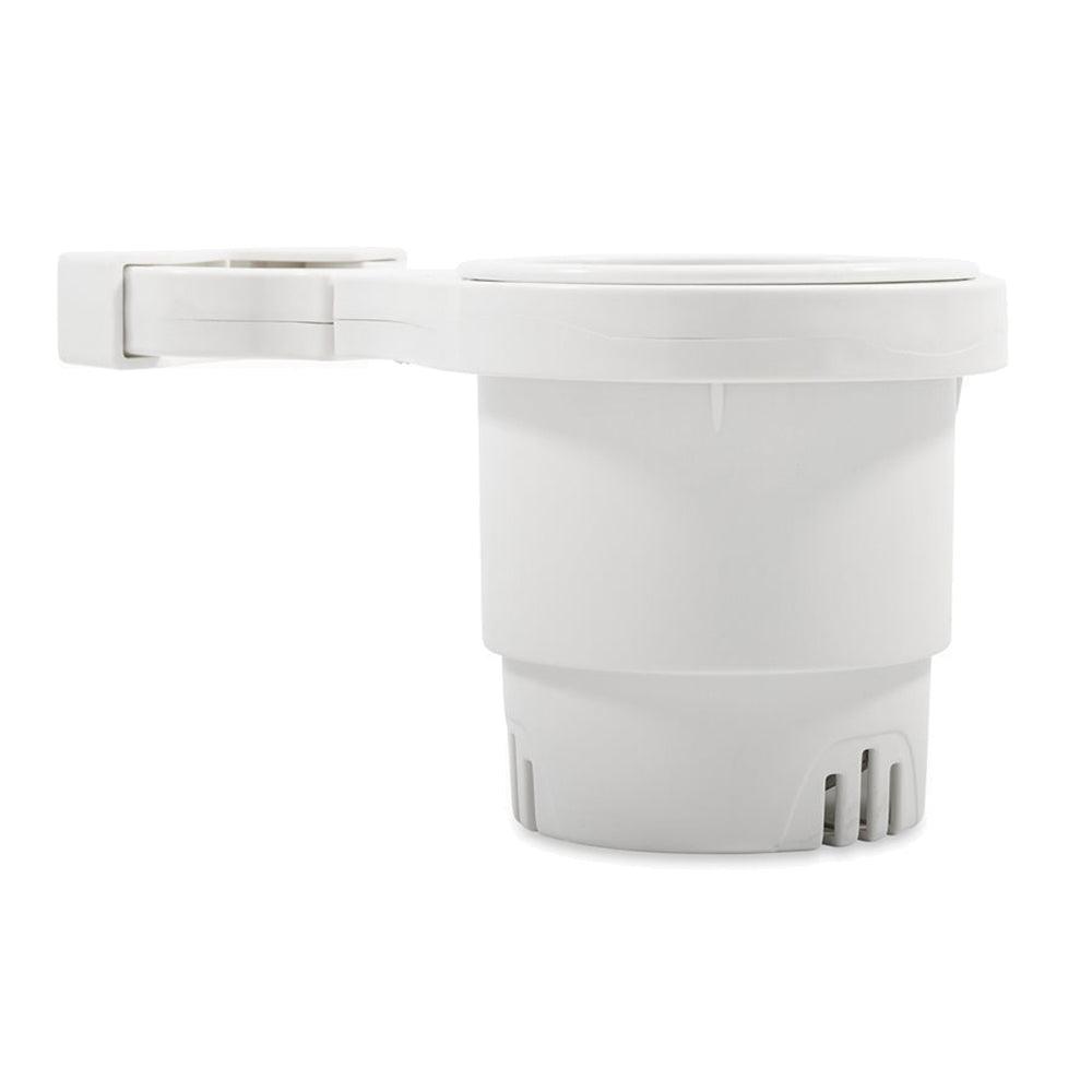 Camco Clamp-On Rail Mounted Cup Holder - Large for Up to 2" Rail - White [53083] - SONARK MARINE 