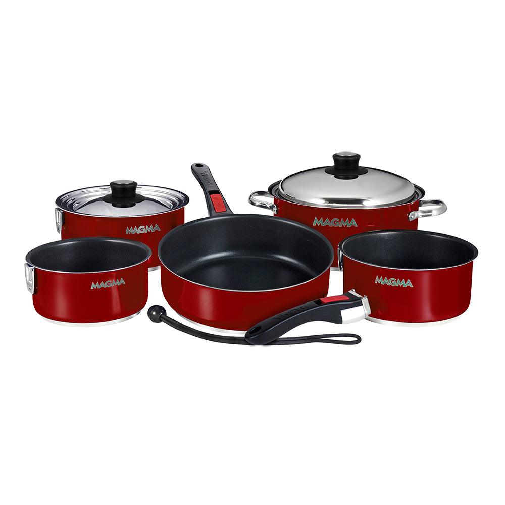 Magma Nestable 10 Piece Induction Non-Stick Enamel Finish Cookware Set - Magma Red [A10-366-MR-2-IN] - SONARK MARINE 