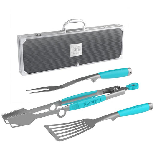 Toadfish Ultimate Grill Set + Case - Tongs, Spatula Fork [1092] - SONARK MARINE 