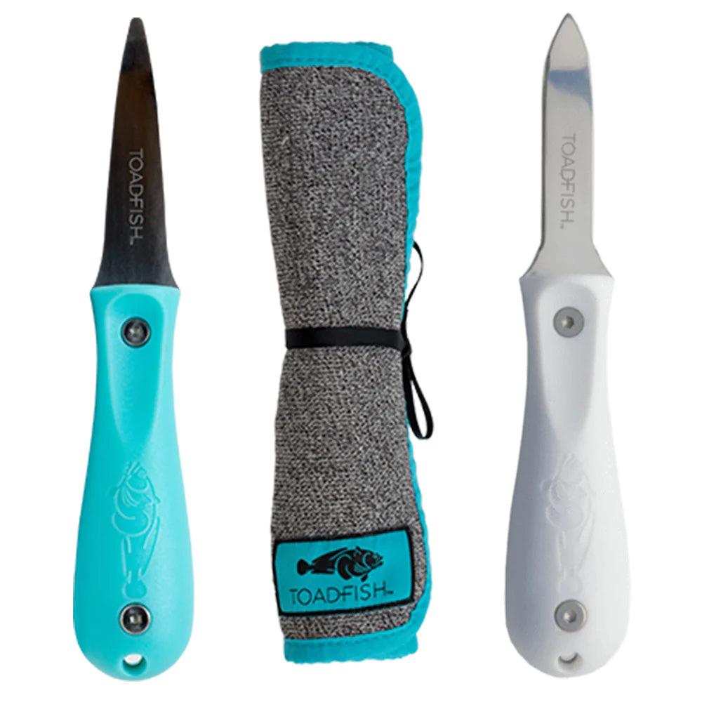 Toadfish Shuckers Bundle - Put Em Back Oyster Knife, Professional Oyster Knife Cut-Proof Shucking Cloth [1014] - SONARK MARINE 