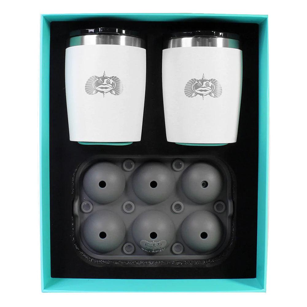 Toadfish Non-Tipping 10oz White Rocks Tumblers w/Ice Ball Tray - 2 Tumblers [1119] - SONARK MARINE 