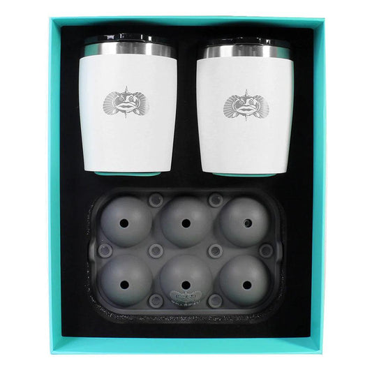 Toadfish Non-Tipping 10oz White Rocks Tumblers w/Ice Ball Tray - 2 Tumblers [1119] - SONARK MARINE 