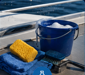 Boat care supplies on deck
